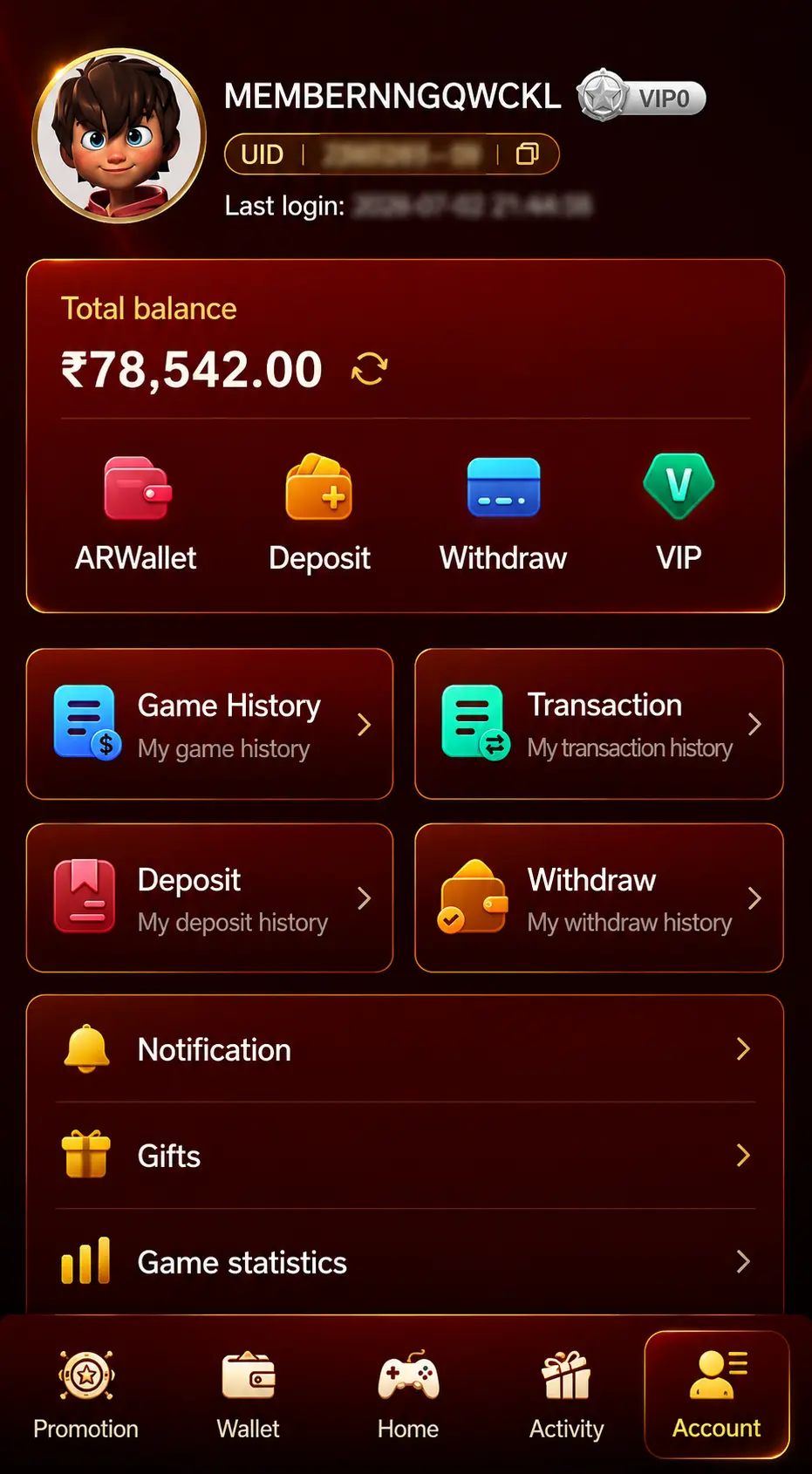 raja game wallet